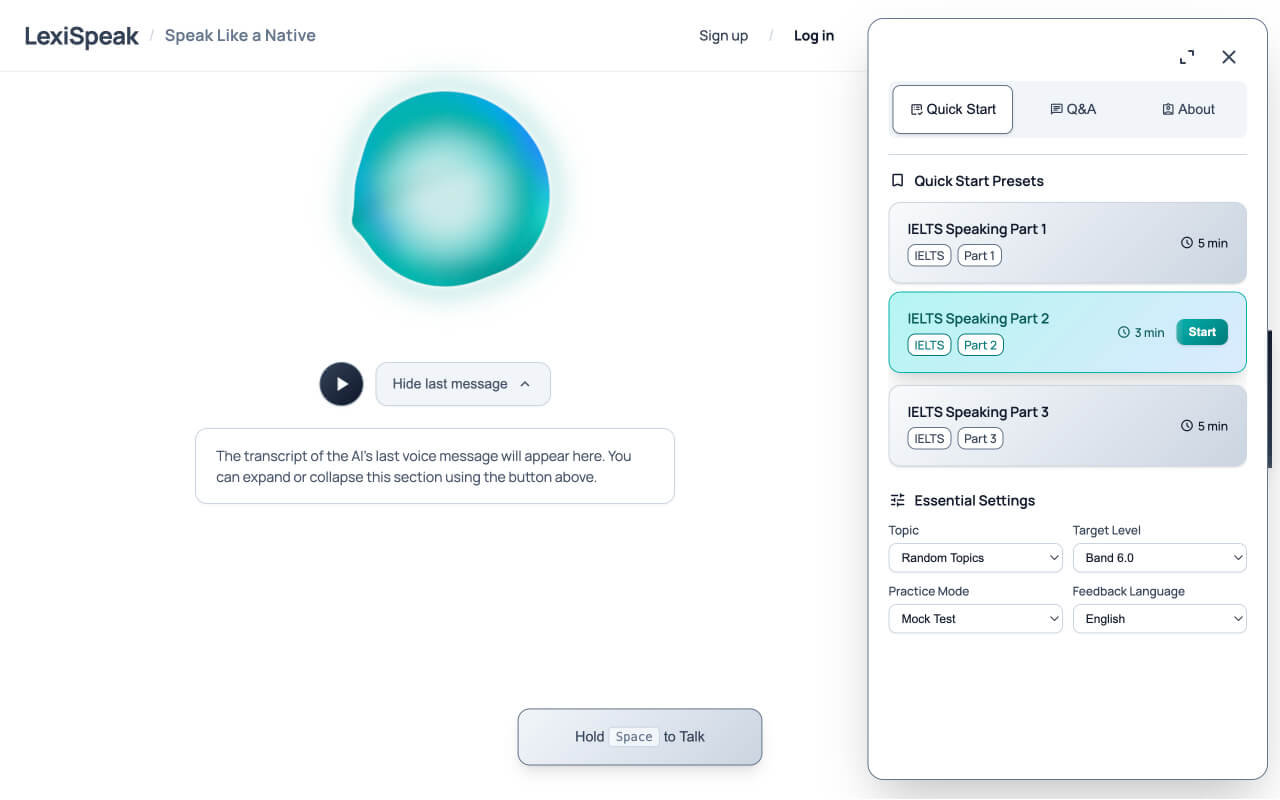 LexiSpeak Dashboard Interface