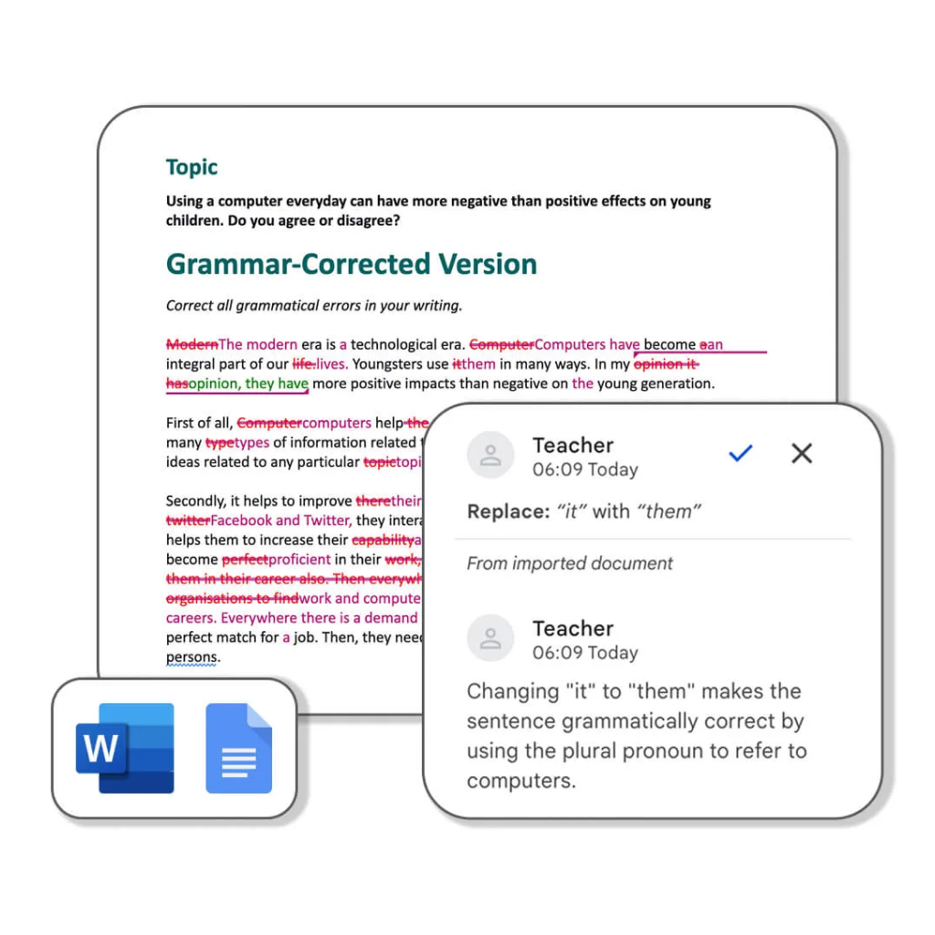 Export IELTS Writing assessment results to Microsoft Word.