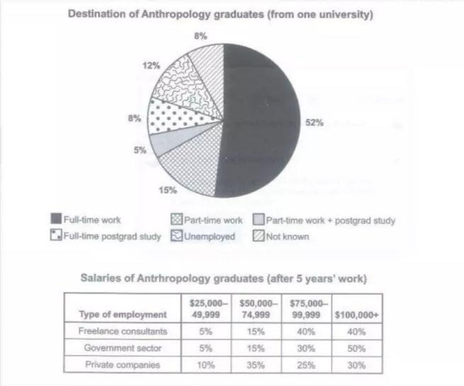 Cambridge 15 Test 4 Task 1 — Pie Chart and Table