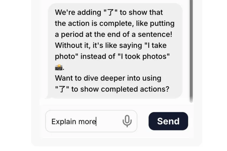 Người dùng có thể đặt thêm câu hỏi để làm rõ thêm về lỗi sai, cũng như học thêm về ngữ pháp.